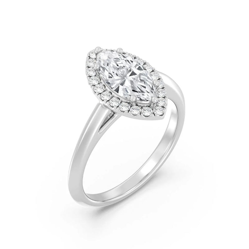 1ct Solitaire Ring Plain Band with Halo