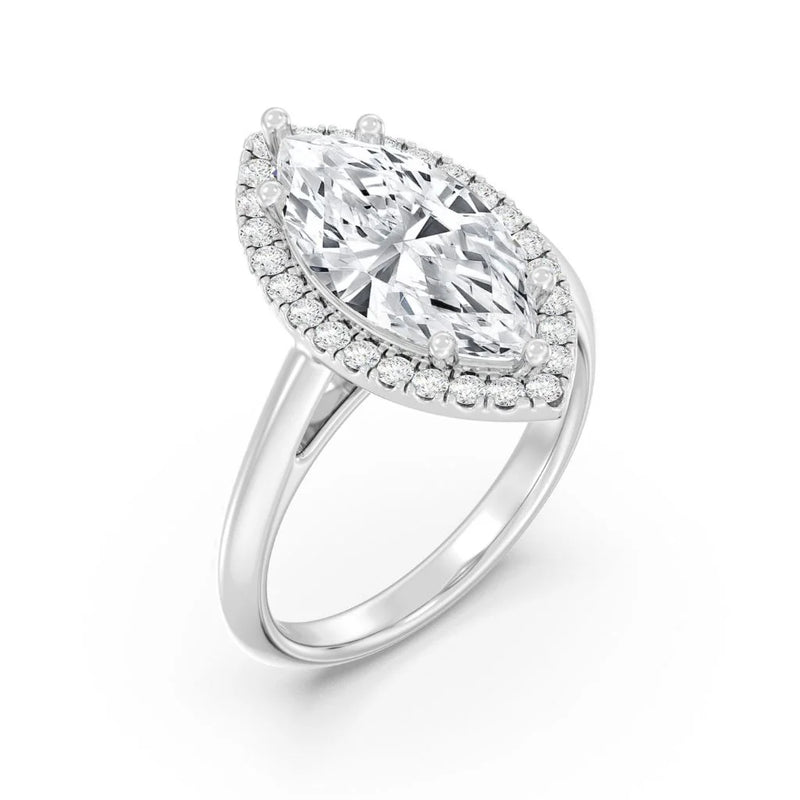 3ct Solitaire Ring Plain Band with Halo [1]