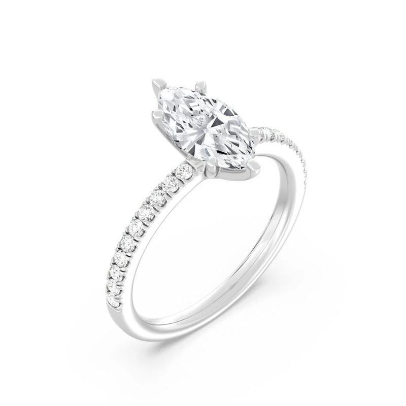 1ct Solitaire Ring Pavé Band