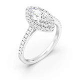 1ct Solitaire Ring Pavé Band with Halo