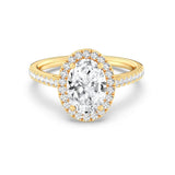 2ct Solitaire Ring Pavé Band with Halo