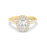 1ct Solitaire Ring Pavé Band with Halo [1]