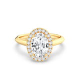 2ct Solitaire Ring Plain Band with Halo