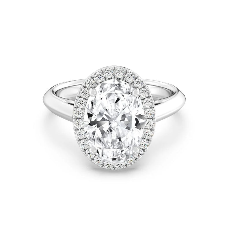 3ct Solitaire Ring Plain Band with Halo