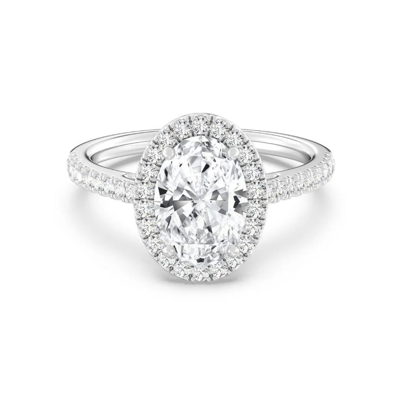 2ct Solitaire Ring Pavé Band with Halo