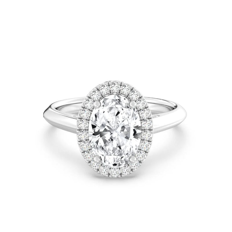 2ct Solitaire Ring Plain Band with Halo