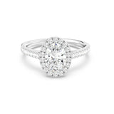 1ct Solitaire Ring Pavé Band with Halo [1]