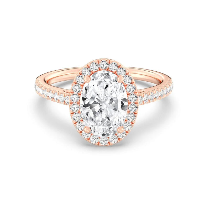 2ct Solitaire Ring Pavé Band with Halo