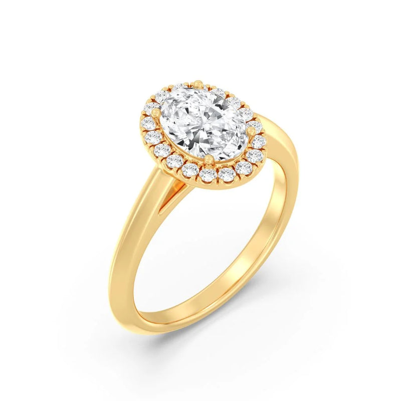 1ct Solitaire Ring Plain Band with Halo [1]