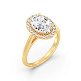 2ct Solitaire Ring Plain Band with Halo