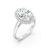 3ct Solitaire Ring Plain Band with Halo