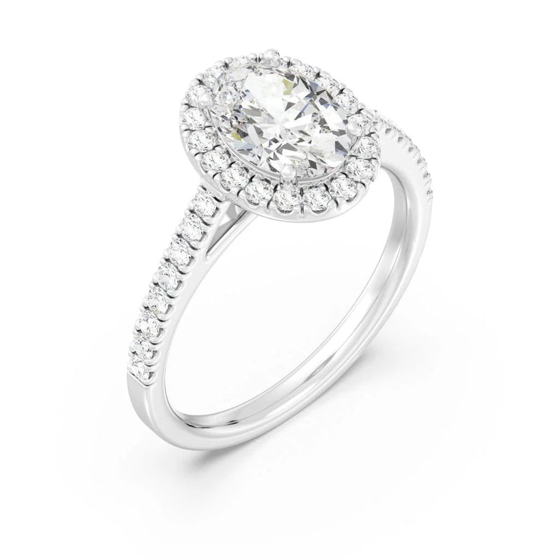 1ct Solitaire Ring Pavé Band with Halo [1]