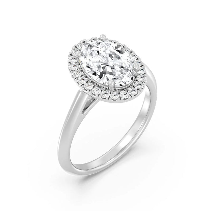 2ct Solitaire Ring Plain Band with Halo