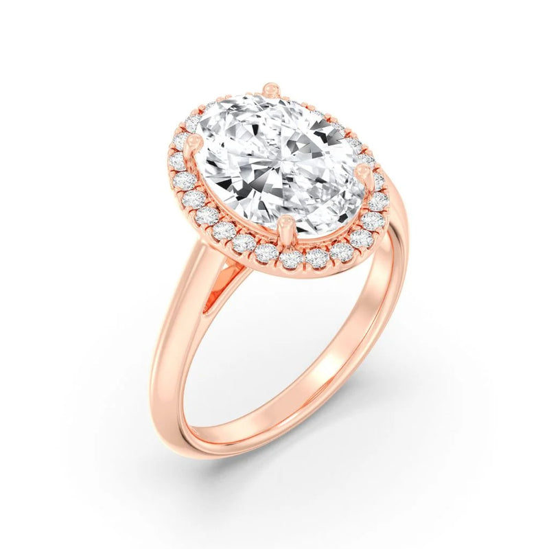 3ct Solitaire Ring Plain Band with Halo