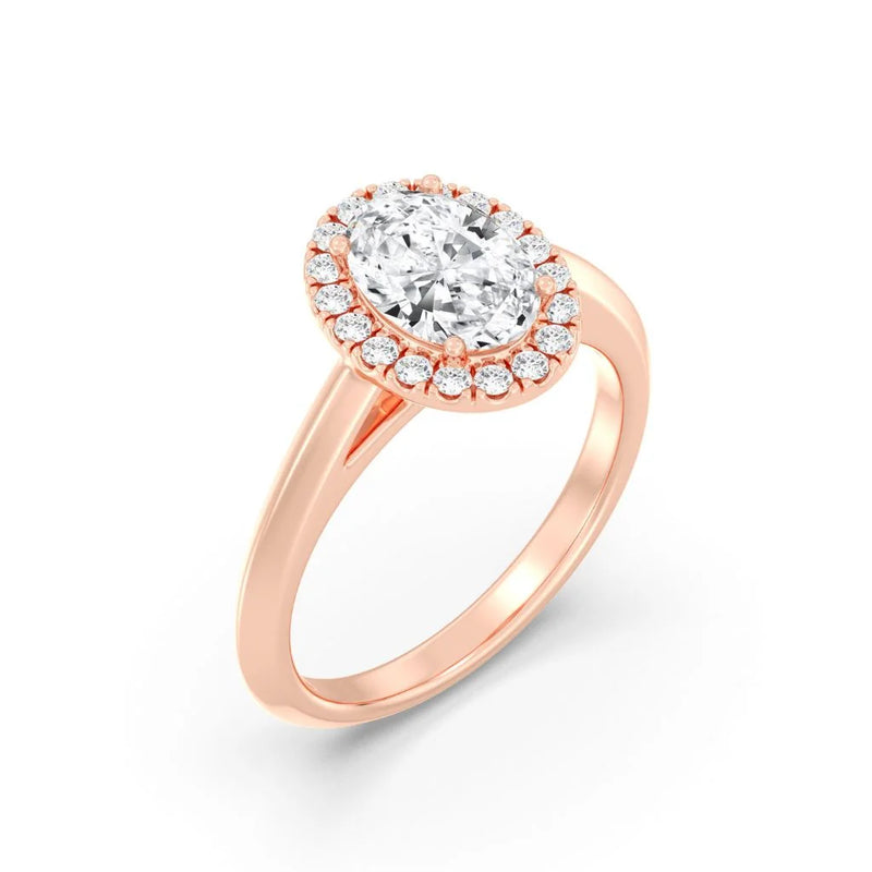 1ct Solitaire Ring Plain Band with Halo [1]