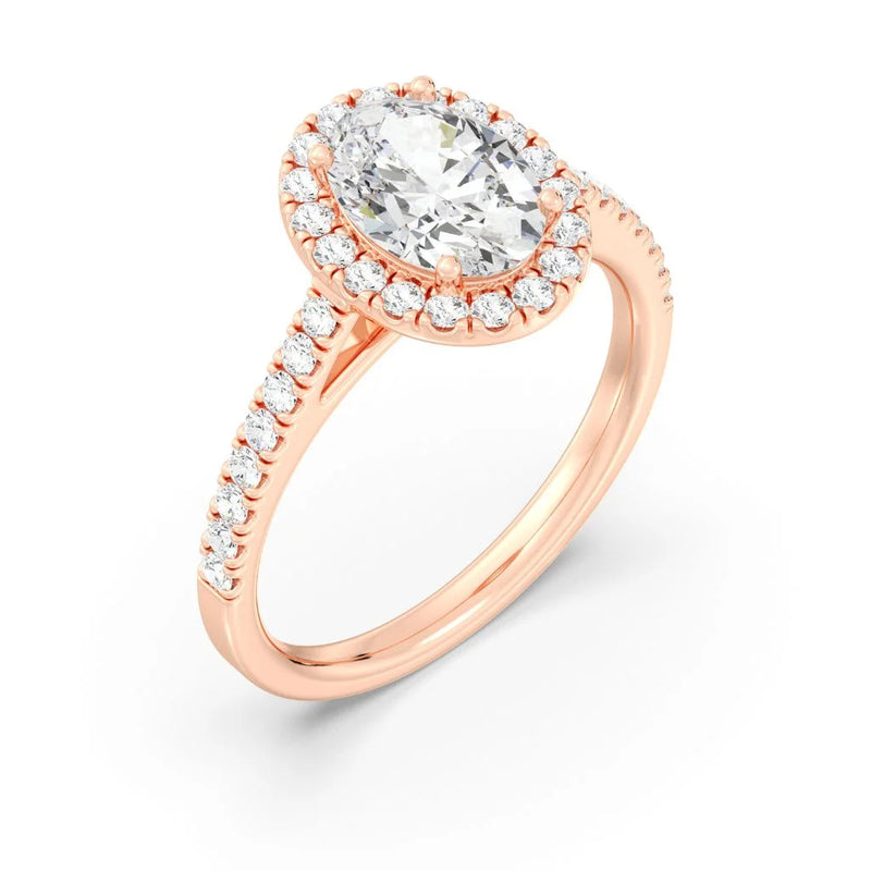 1ct Solitaire Ring Pavé Band with Halo [1]