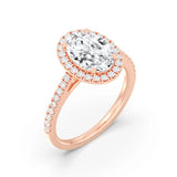 2ct Solitaire Ring Pavé Band with Halo