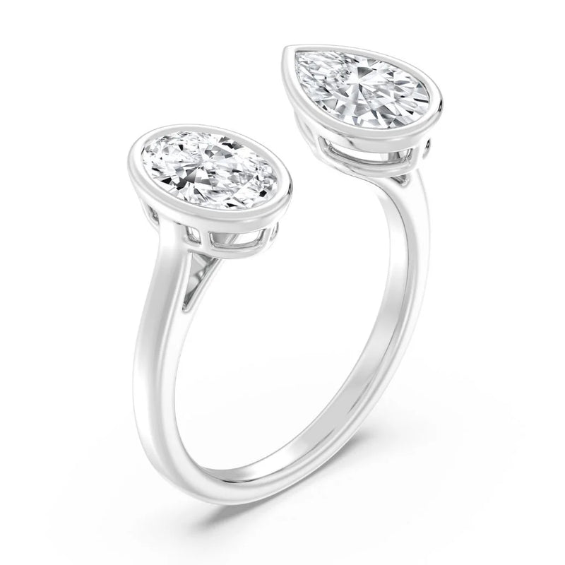 1+1ct Oval & Pear Open ring