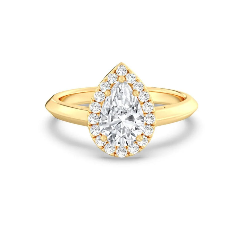 1ct Solitaire Ring Plain Band with Halo