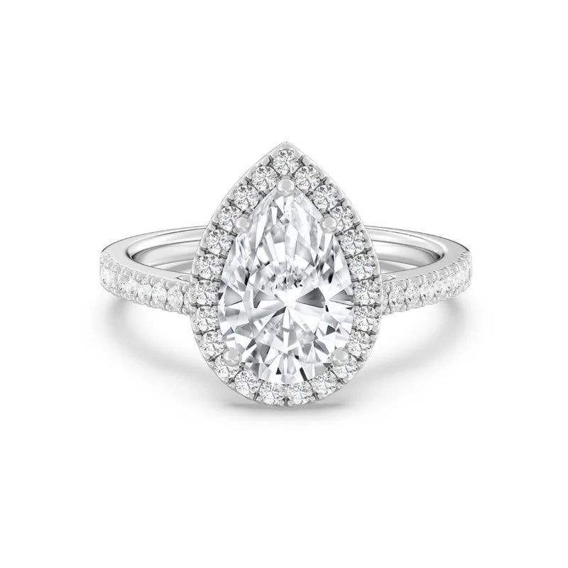 2ct Solitaire Ring Pavé Band with Halo