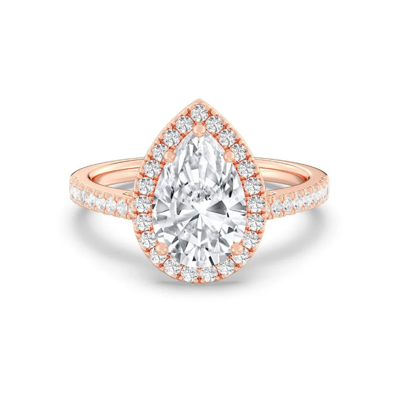 2ct Solitaire Ring Pavé Band with Halo