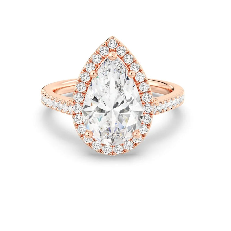 1ct Solitaire Ring Pavé Band with Halo