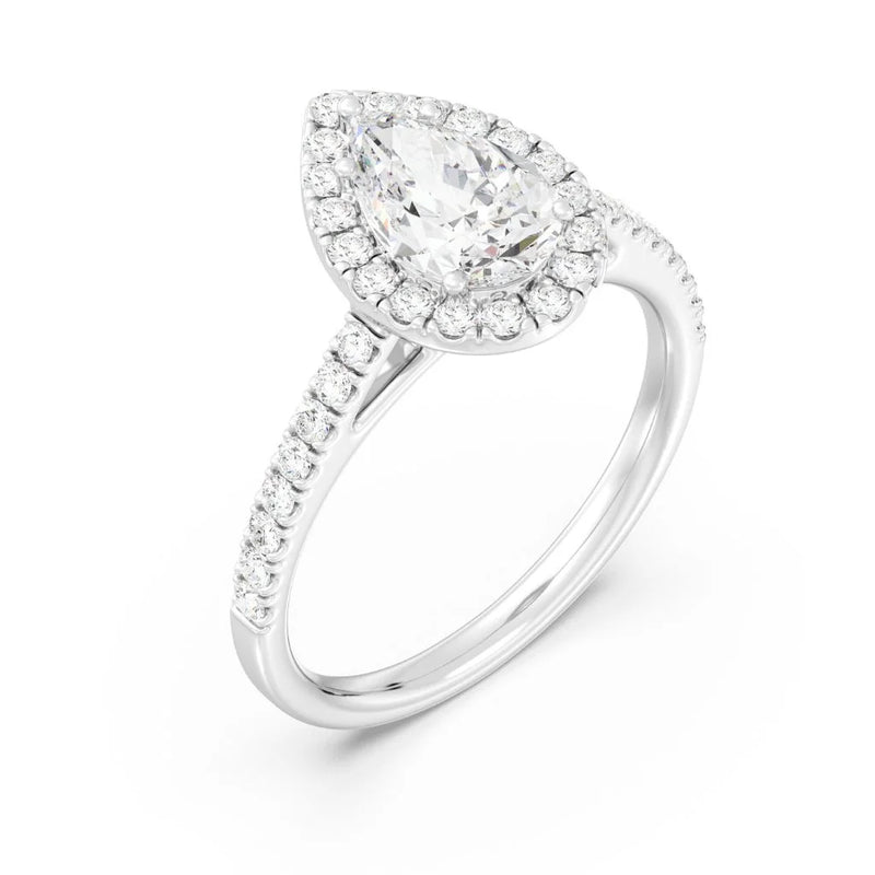 1ct Solitaire Ring Pavé Band with Halo