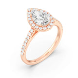 1ct Solitaire Ring Pavé Band with Halo