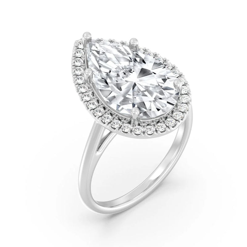 5ct Solitaire Ring Plain Band with Halo