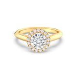 1ct Solitaire Ring Plain Band with Halo