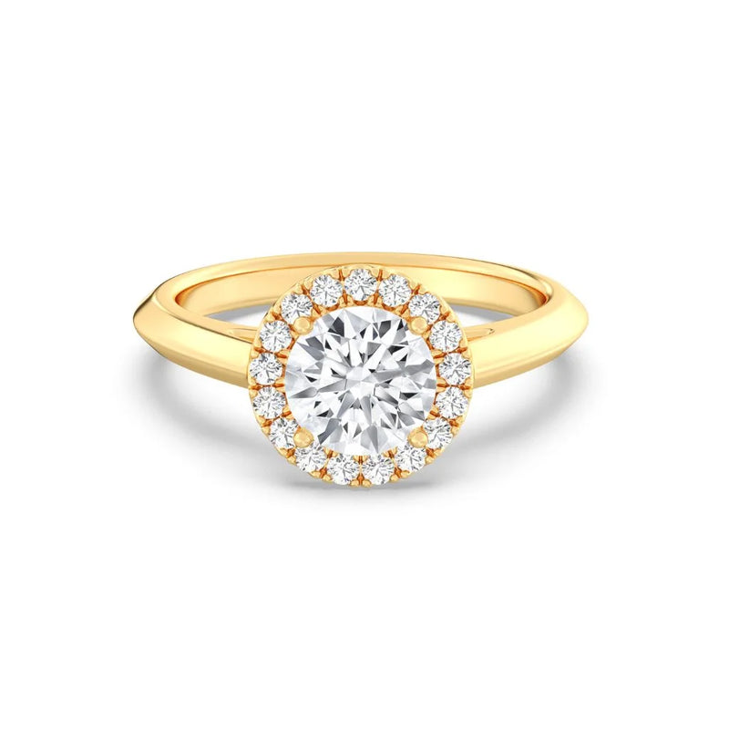 1ct Solitaire Ring Plain Band with Halo