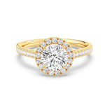 1ct Solitaire Ring Pavé Band with Halo