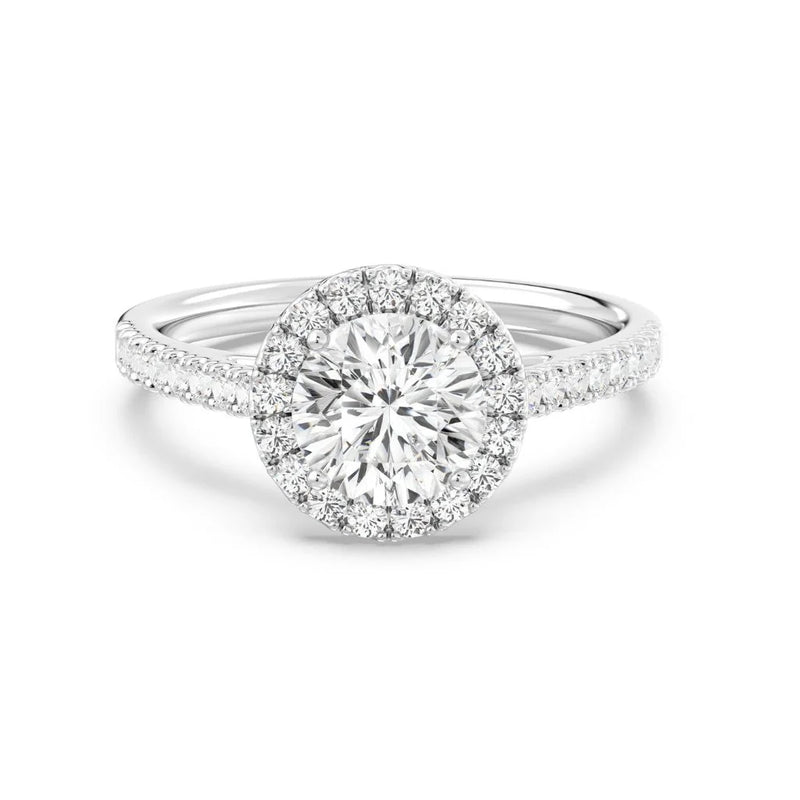 1ct Solitaire Ring Pavé Band with Halo [1]