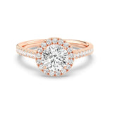 1ct Solitaire Ring Pavé Band with Halo [1]