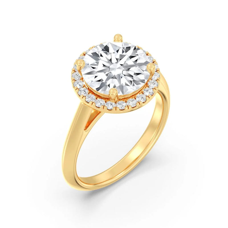 3ct Solitaire Ring Plain Band with Halo [1]