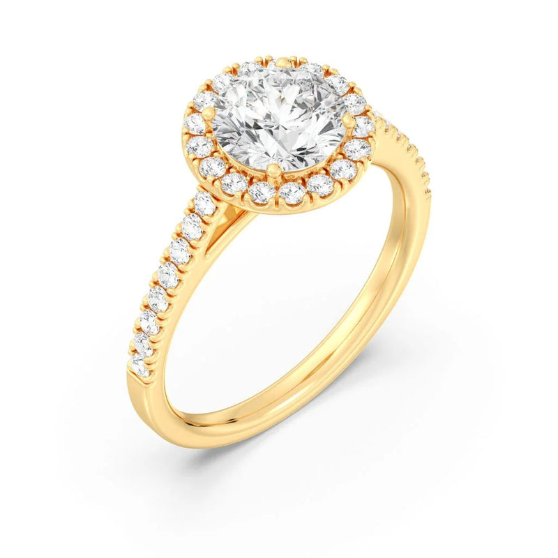 1ct Solitaire Ring Pavé Band with Halo [1]