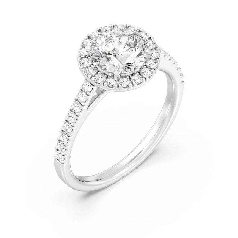 1ct Solitaire Ring Pavé Band with Halo [1]