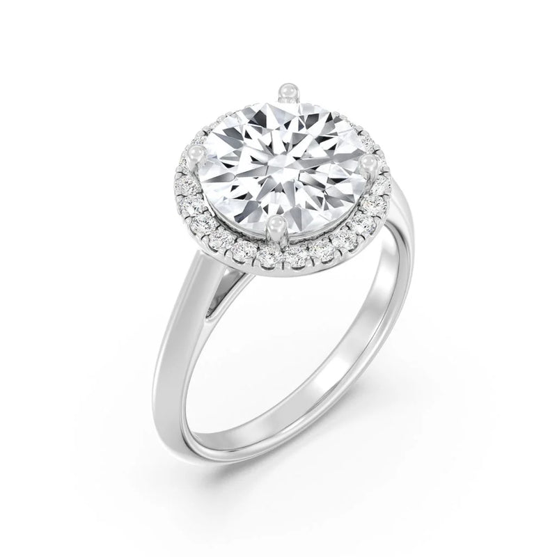 3ct Solitaire Ring Plain Band with Halo [1]