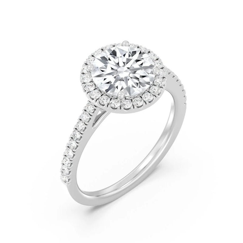 2ct Solitaire Ring Pavé Band with Halo [1]