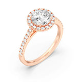 1ct Solitaire Ring Pavé Band with Halo [1]