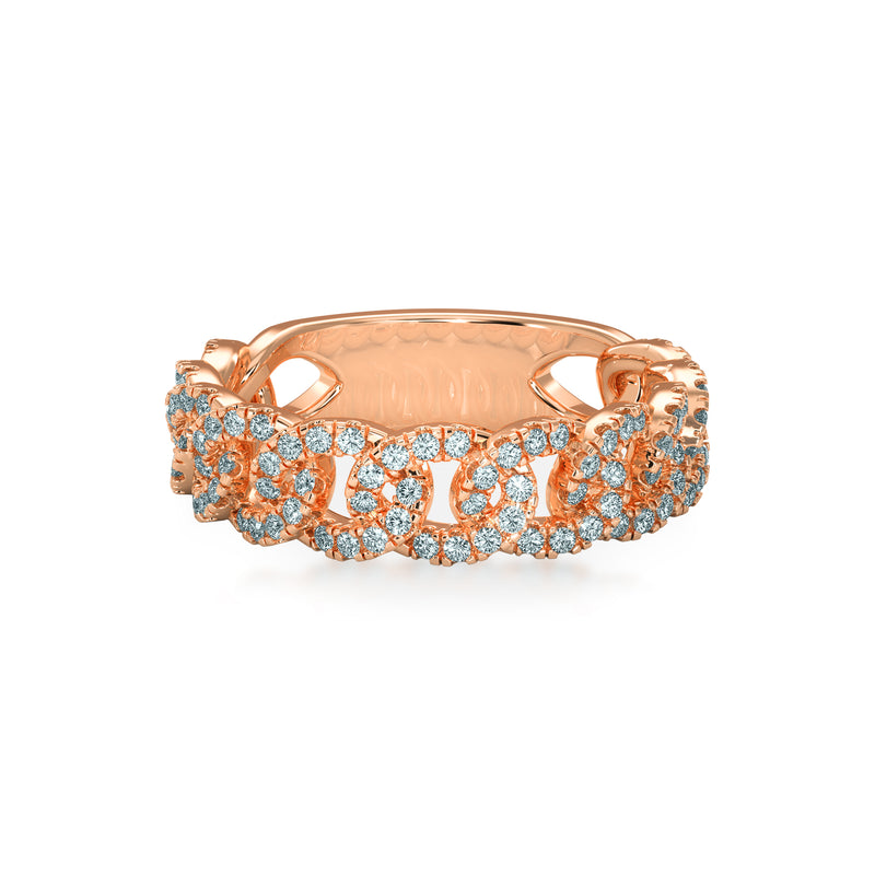 PAVÉ DIAMOND CHAIN RING ROSE GOLD KAYAA JEWELS