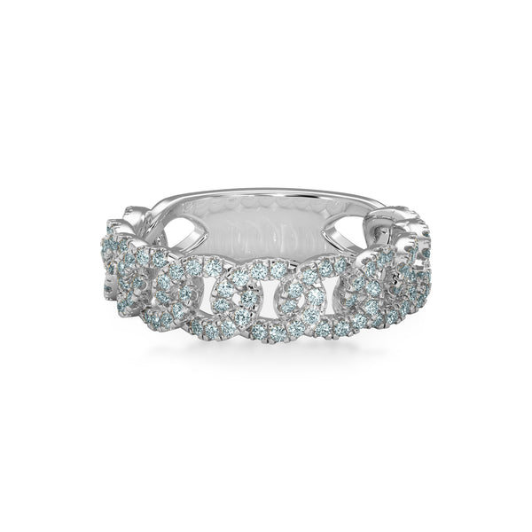 PAVÉ DIAMOND CHAIN RING WHITEGOLD KAYAA JEWELS