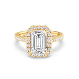 3ct Solitaire Ring Pavé Band with Halo