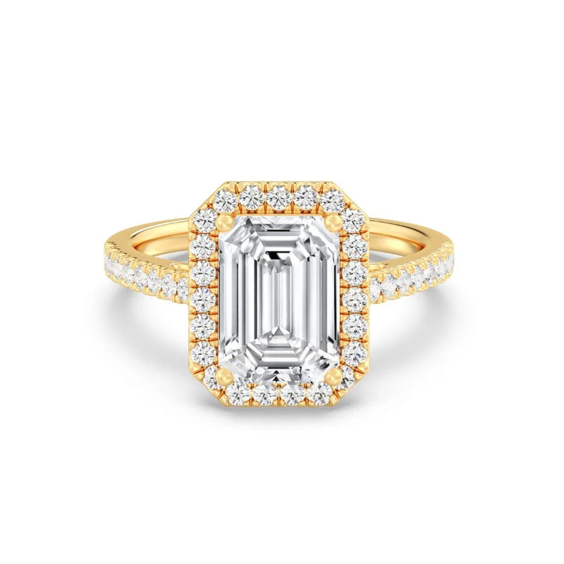 3ct Solitaire Ring Pavé Band with Halo