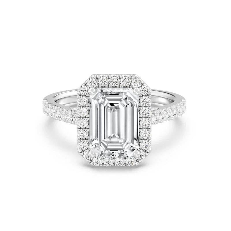 3ct Solitaire Ring Pavé Band with Halo