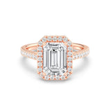 3ct Solitaire Ring Pavé Band with Halo