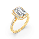 3ct Solitaire Ring Pavé Band with Halo