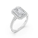 3ct Solitaire Ring Pavé Band with Halo