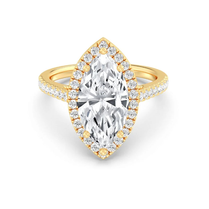 3ct Solitaire Ring Pavé Band with Halo