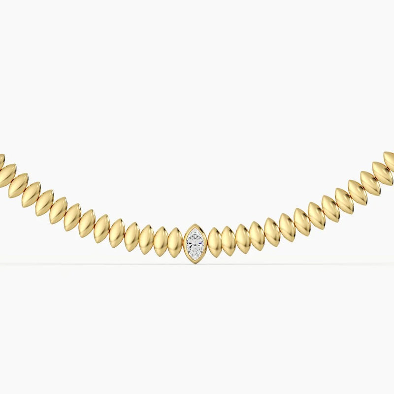 Bezel Single Marquise Necklace